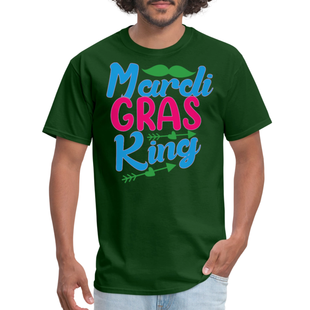 Mardi Gras King Shirt For Men Funny Mardi Gras Party T-shirt - forest green