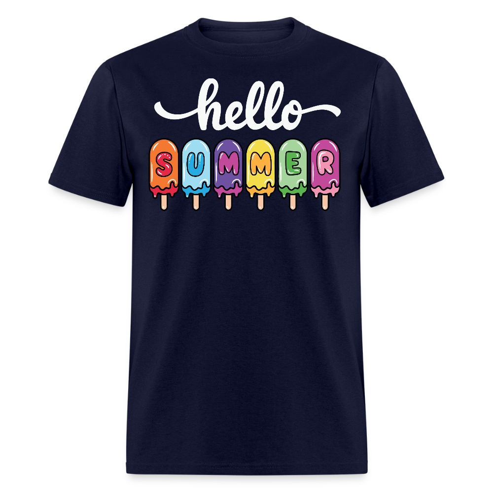 Hello Summer Colorful Ice Cream T-shirt - navy