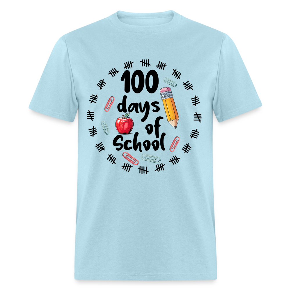 100 Days of School Shirt For Teachers Dino 100th Oay Of School T-shirt - powder blue