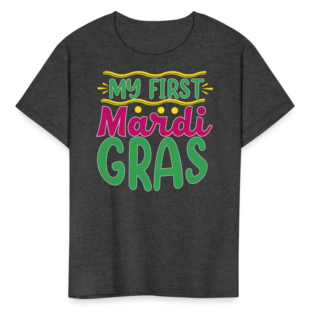 Baby’s First Mardi Gras Outfit Colorful Festival T-shirt - heather black