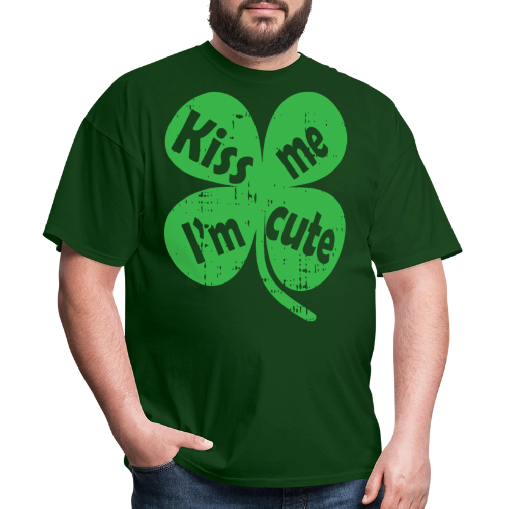 Kiss Me I’m Cute Irish Festival T-shirt - forest green