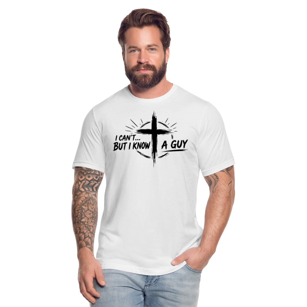 I Can't But I Know A Guy Jesus Cross Unisex T-Shirt | Christian Faith Gift - white