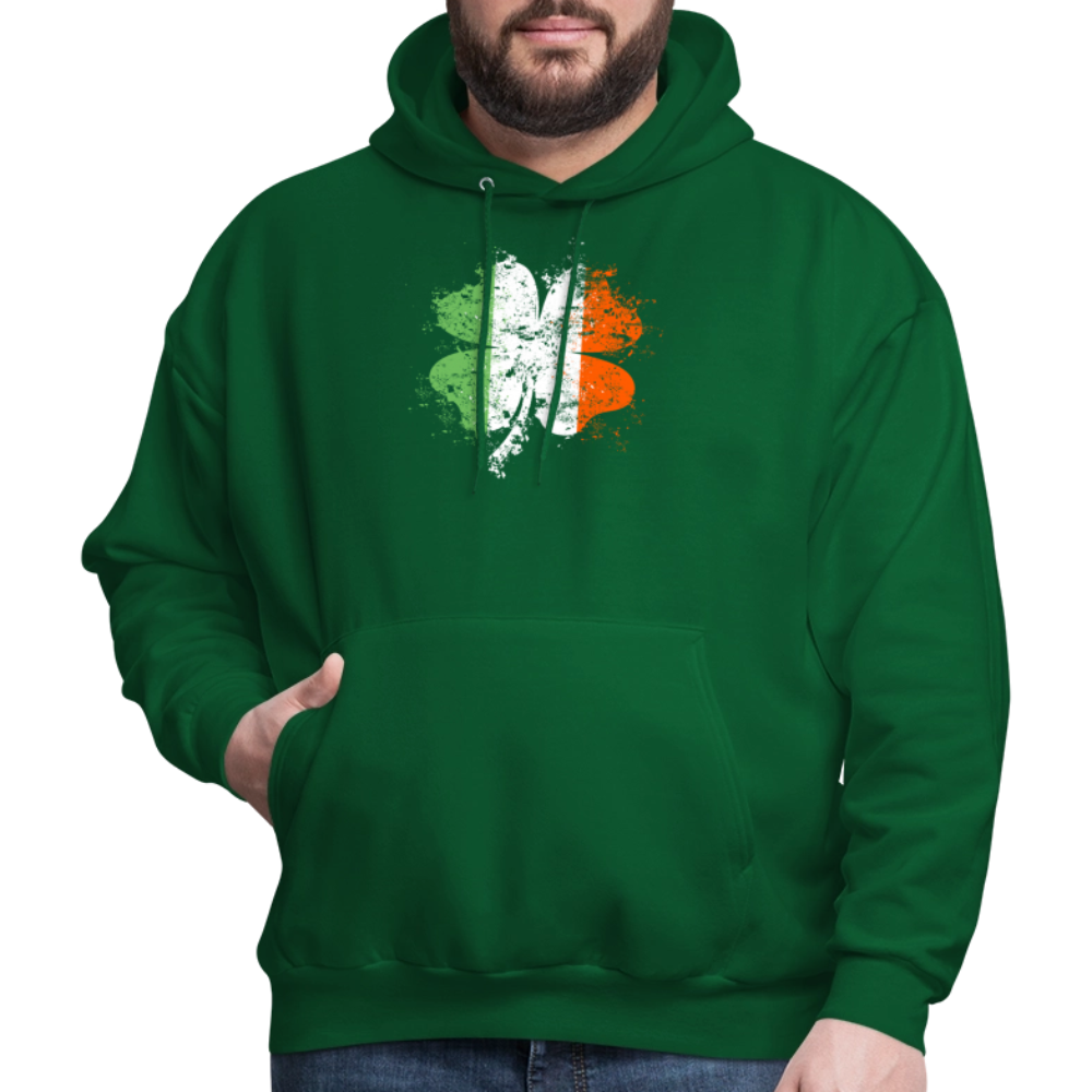 Irish Distressed Shamrock ST Patrick's Day Men's Hoodie - forest green