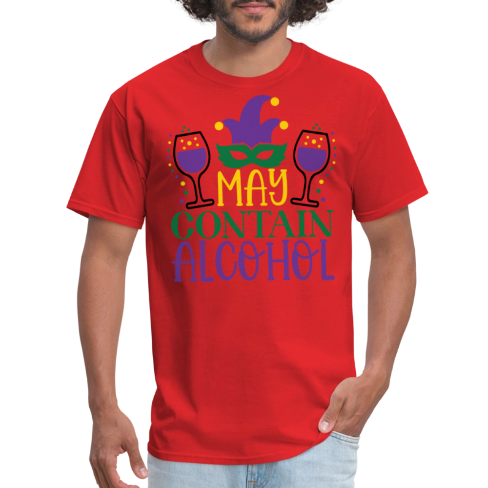 May Contain Alcohol Mardi Gras Unisex T-Shirt - red