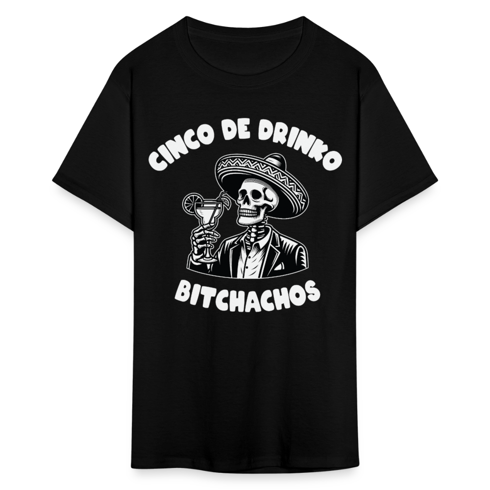 Cinco de Drinko Graphic Tee Skeleton Drinking Margarita T-shirt - black