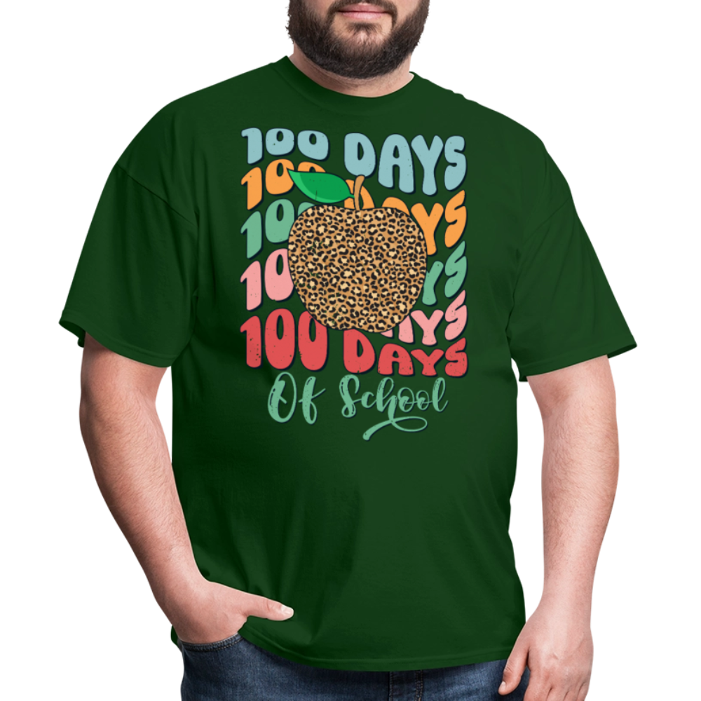 Leopard print 100 Days Of School Teacher Appreciation Gifts T-shirt - forest green