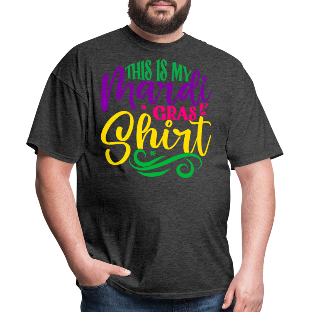 Colorful Mardi Gras T-shirt for Fat Tuesday - heather black