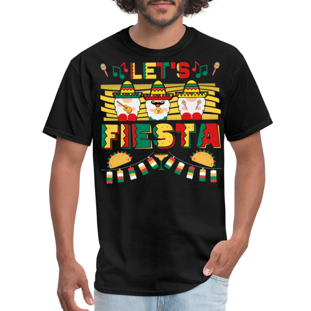 Cute Gnome Mexican Festival Tee Let’s Fiesta Mexican Party T-shirt - black