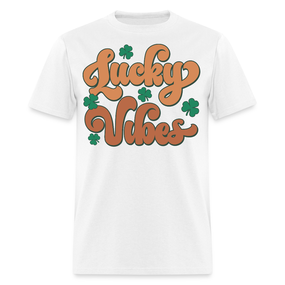 Trendy Irish Shamrock Lucky Vibes Graphic T-shirt - white