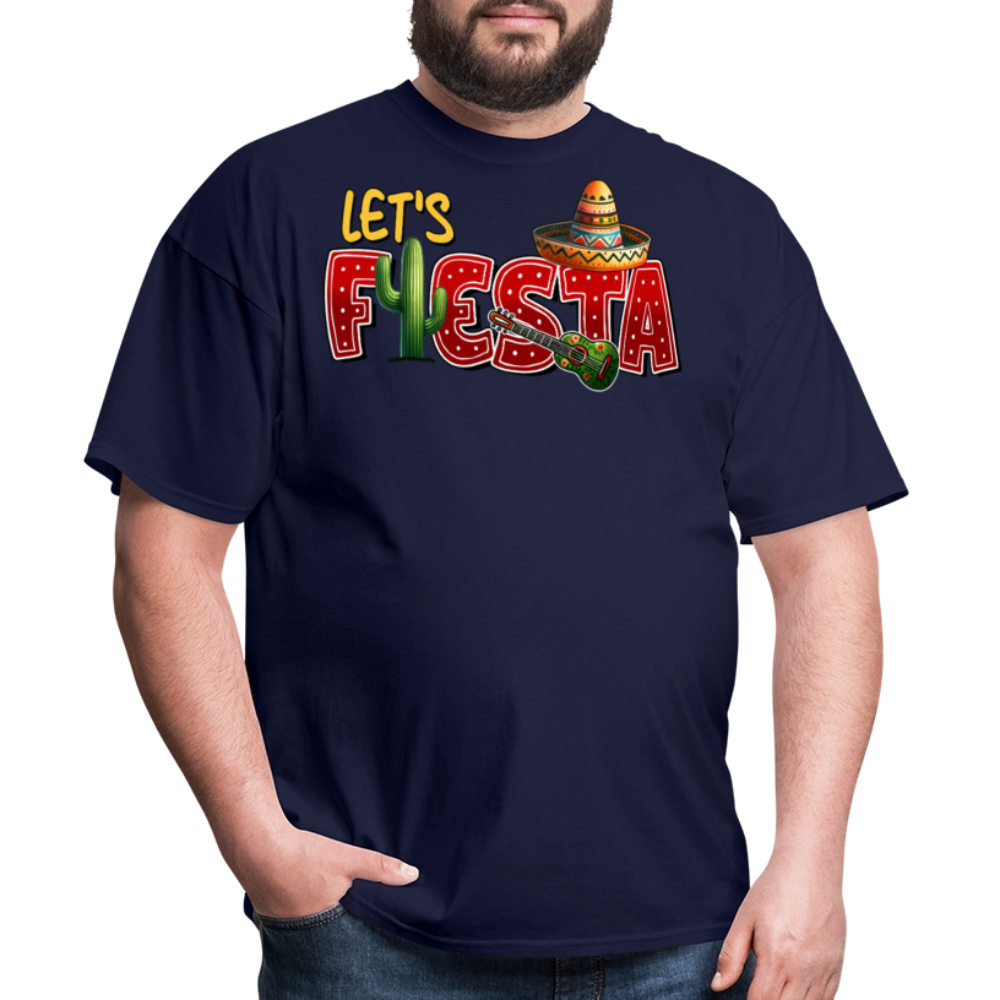 Funny Fiesta Party Graphic Tee Let's Fiesta Mexican Theme T-shirt - navy