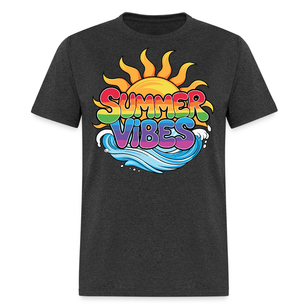 Summer Vibes Bright Sun And Ocean Wave T-shirt - heather black