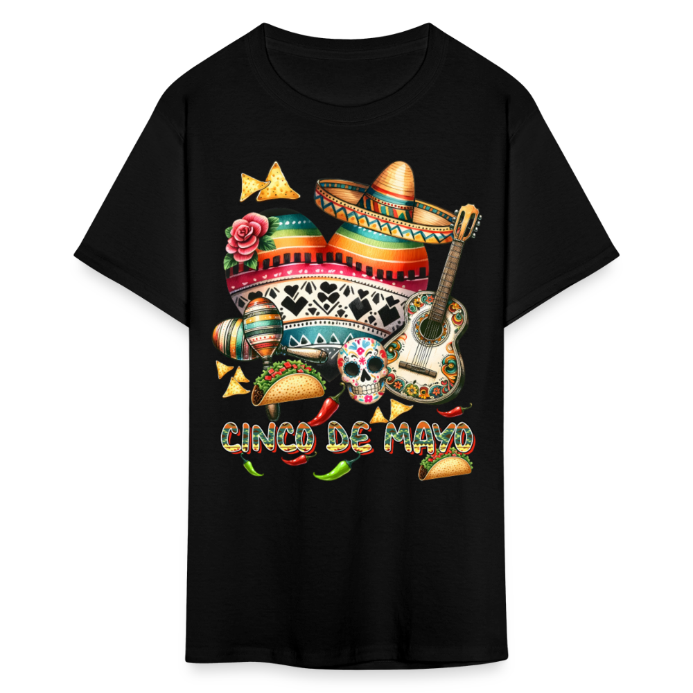 Colorful Skull And Taco Tee For Cinco De Mayo T-shirt - black