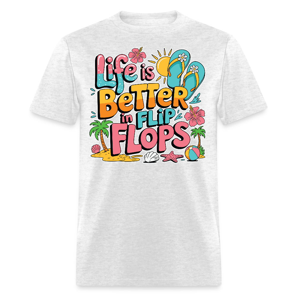 Life Is Better In Flip Flops Summer Vacation T-shirt - light heather gray