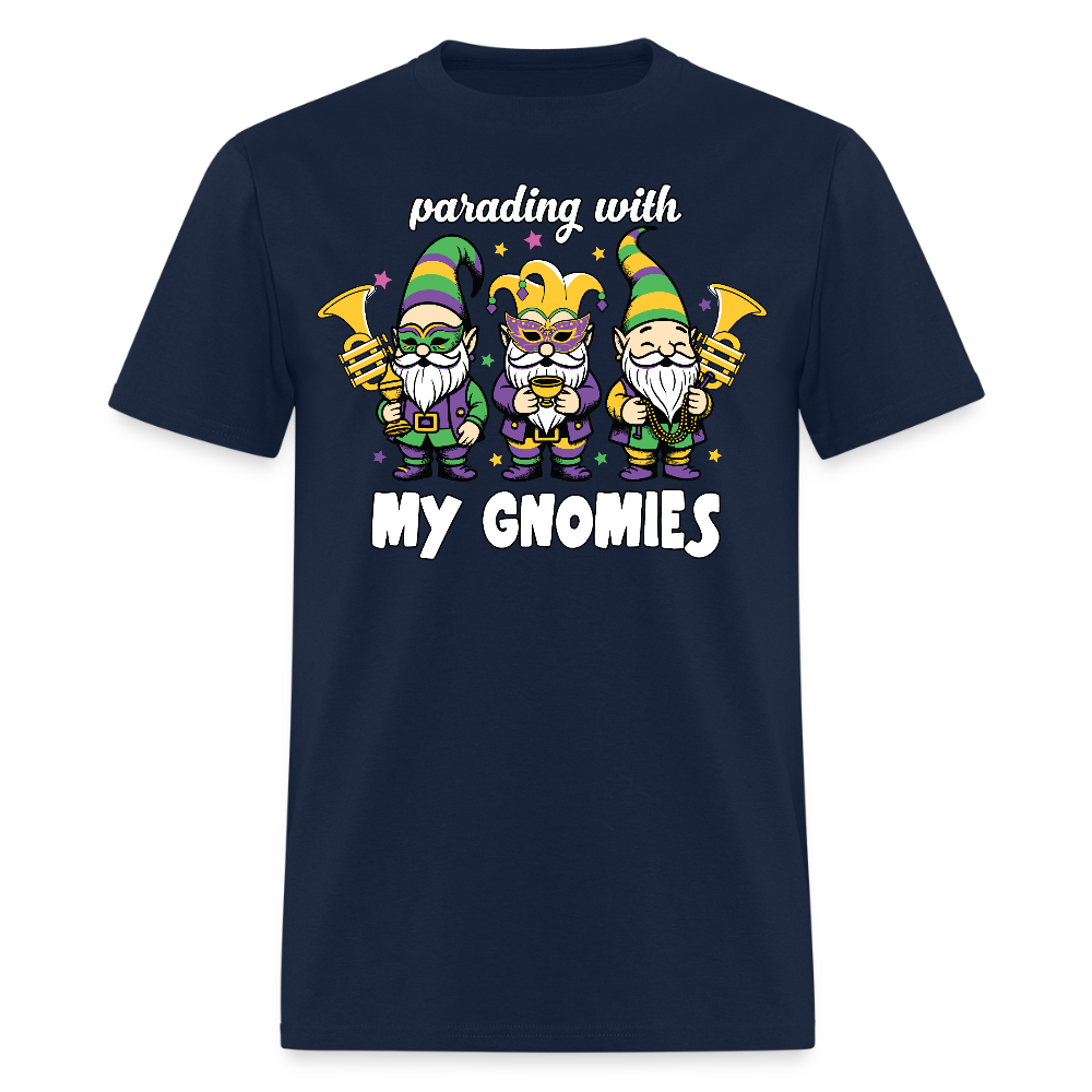 Parading With my Gnomies Festival Shirt Funny Mardi Gras T-shirt - navy