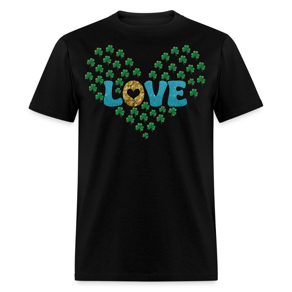 St Patrick's Day Love Heart Tee With Shamrocks T-shirt - black