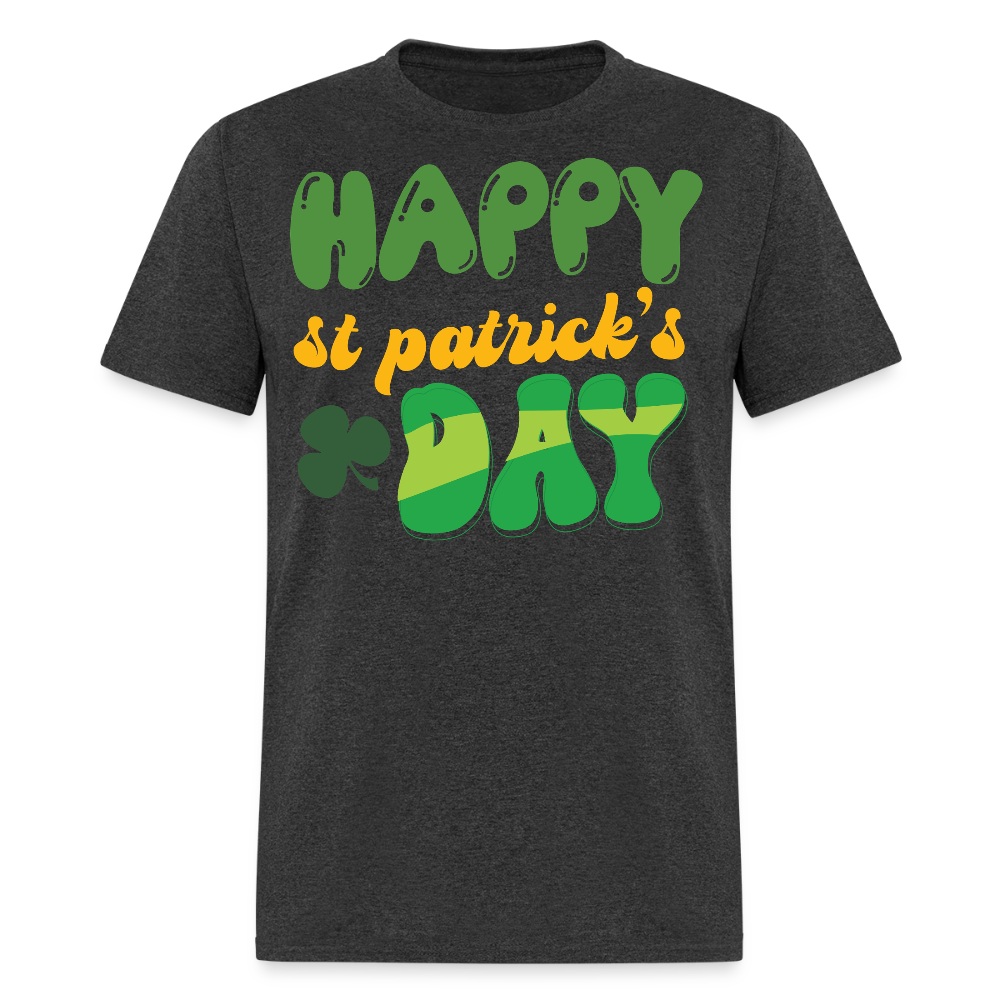 Retro-style Happy St Patrick’s Day T-shirt - heather black