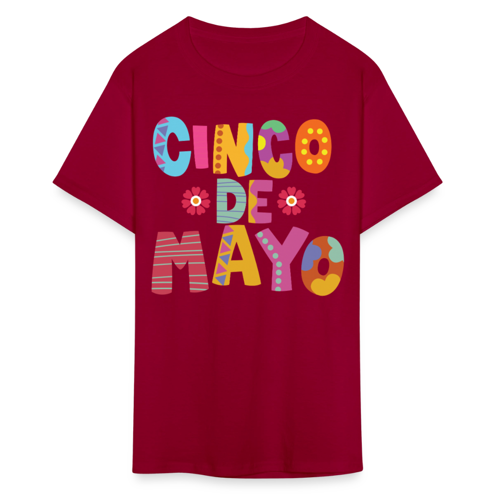 Mexican Holiday Celebration Tee Cinco De Mayo Colorful Graphic T-shirt - dark red