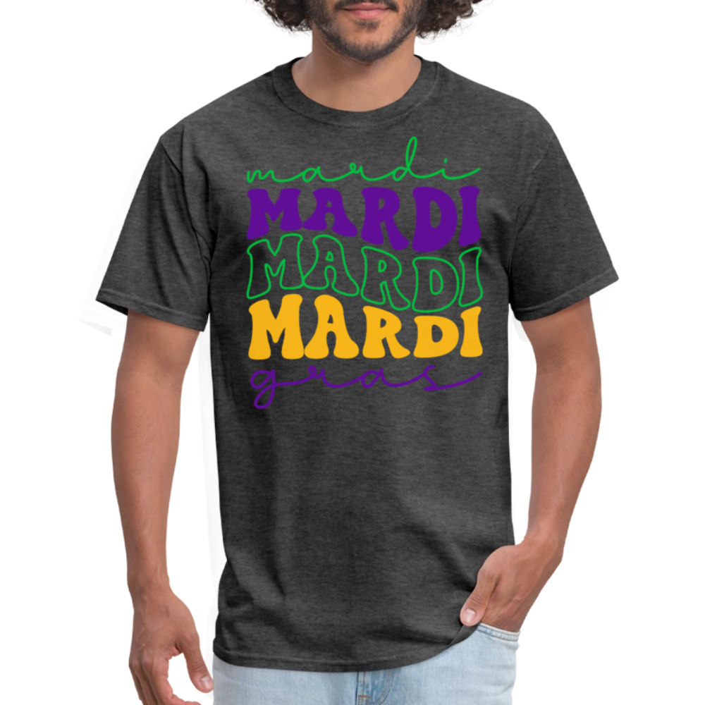 Funny and Stylish Mardi Gras Lettering Unisex T-shirt - heather black