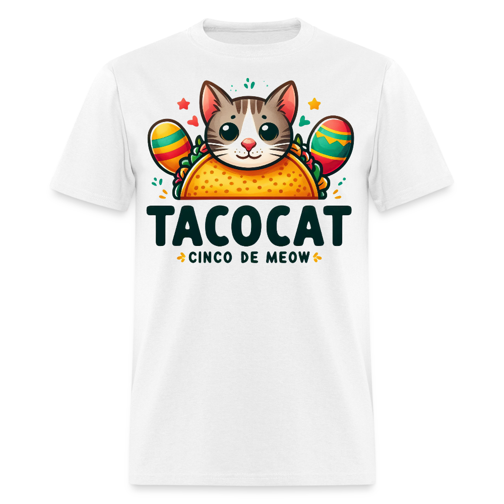 Cinco de Meow Cat Lover Gift Idea Cat and Taco Pun T-shirt - white