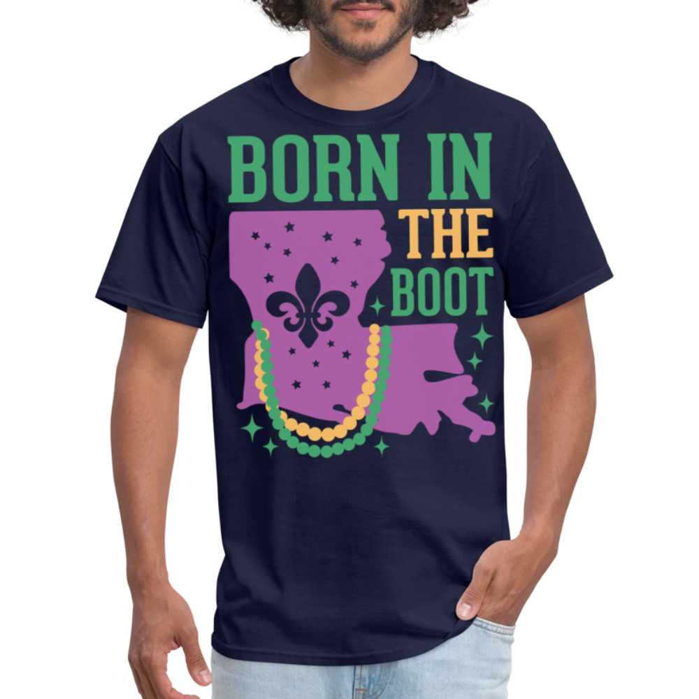 Born in the Boot Louisiana Unisex T-Shirt - navy