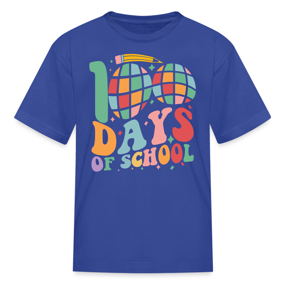 Retro 100 Days Of School Disco Ball Kids T-Shirt - royal blue