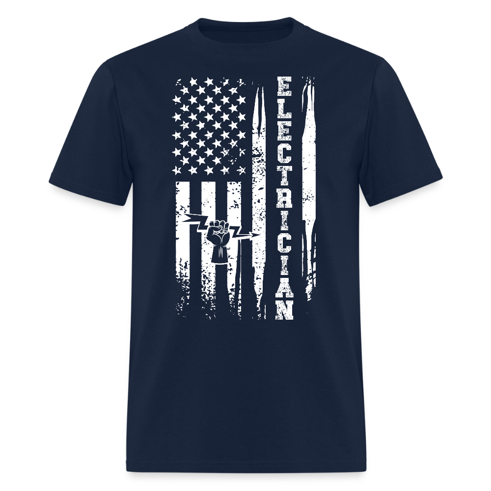 Patriotic Electrician American Flag T-Shirt - navy