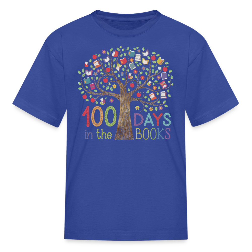 Celebratory 100 Days in the Books T-Shirt for Kids - royal blue