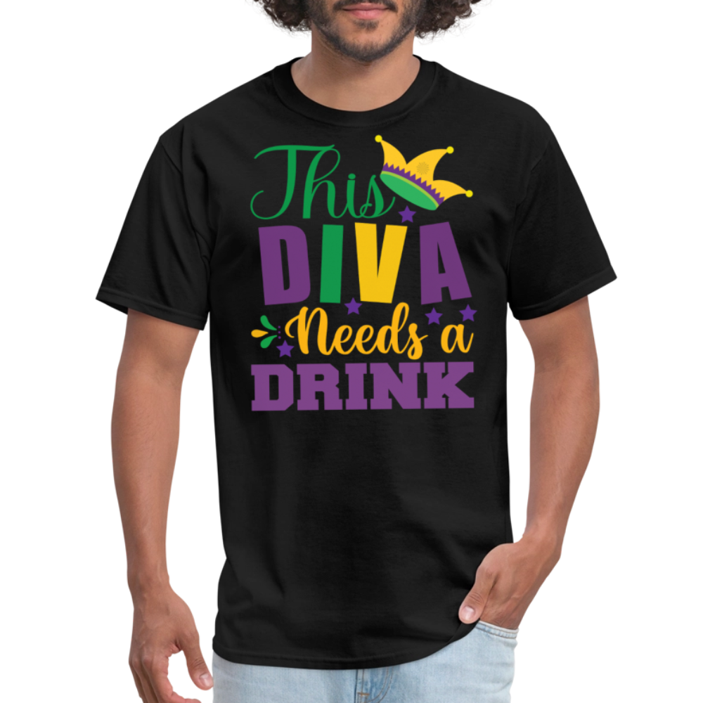 Mardi Gras Diva Drinking Shirt For Women Funny New Orleans T-shirt - black