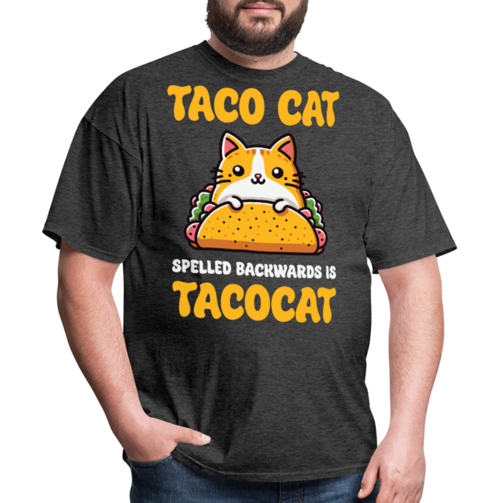 Cute Taco Cat Graphic Tee For Cat Lovers Funny Palindrome T-shirt - heather black