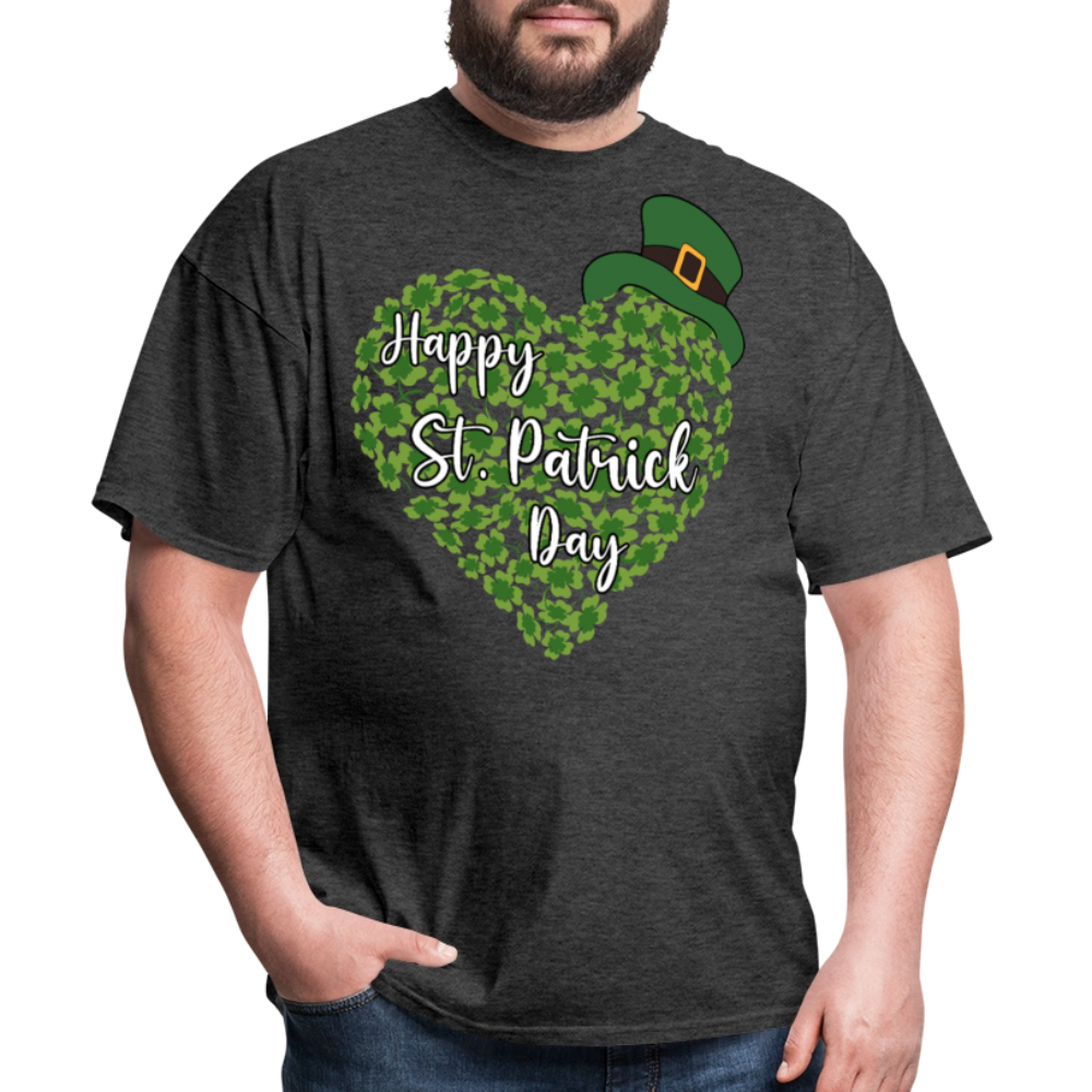 St Patrick’s Day Shamrock Heart T-shirt - heather black