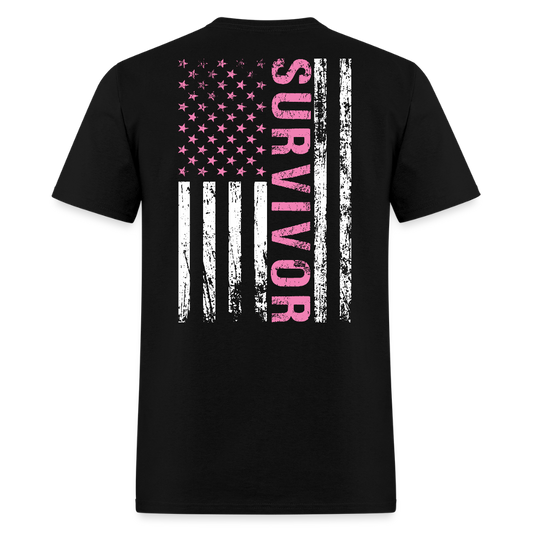 Patriotic Breast Cancer Survivor T-Shirt - black