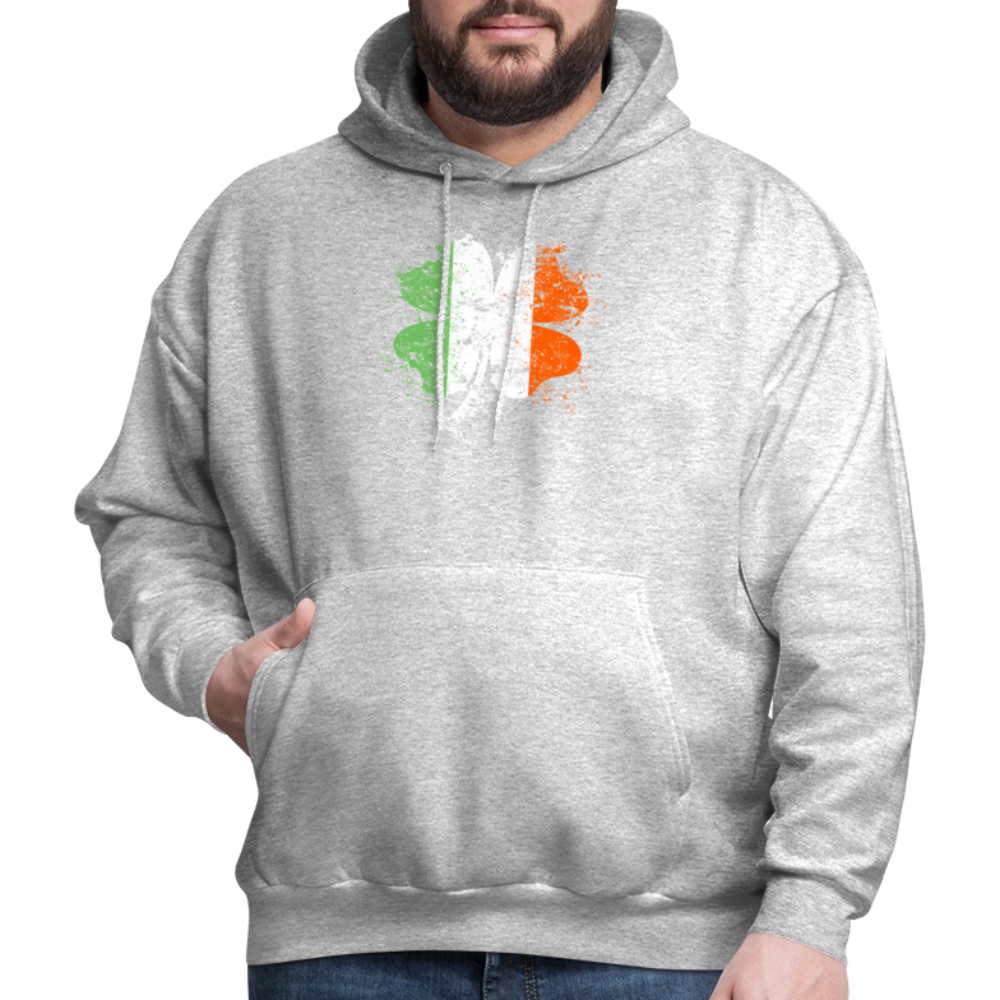 Irish Distressed Shamrock ST Patrick's Day Men's Hoodie - heather gray