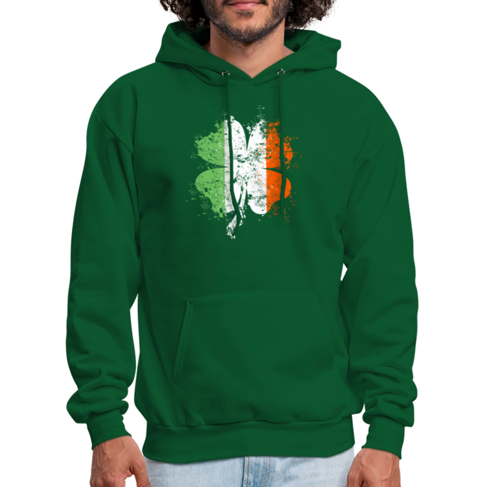 Irish Distressed Shamrock ST Patrick's Day Men's Hoodie - forest green