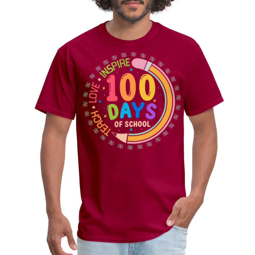 100th Days Of School Shirt For Teachers School Milestone Celebration T-shirt - dark red