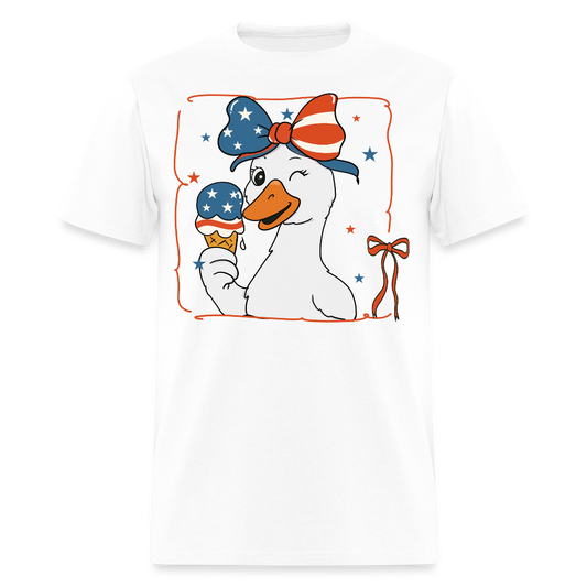 Stars And Stripes Goose Funny Patriotic Animal T-Shirt - white