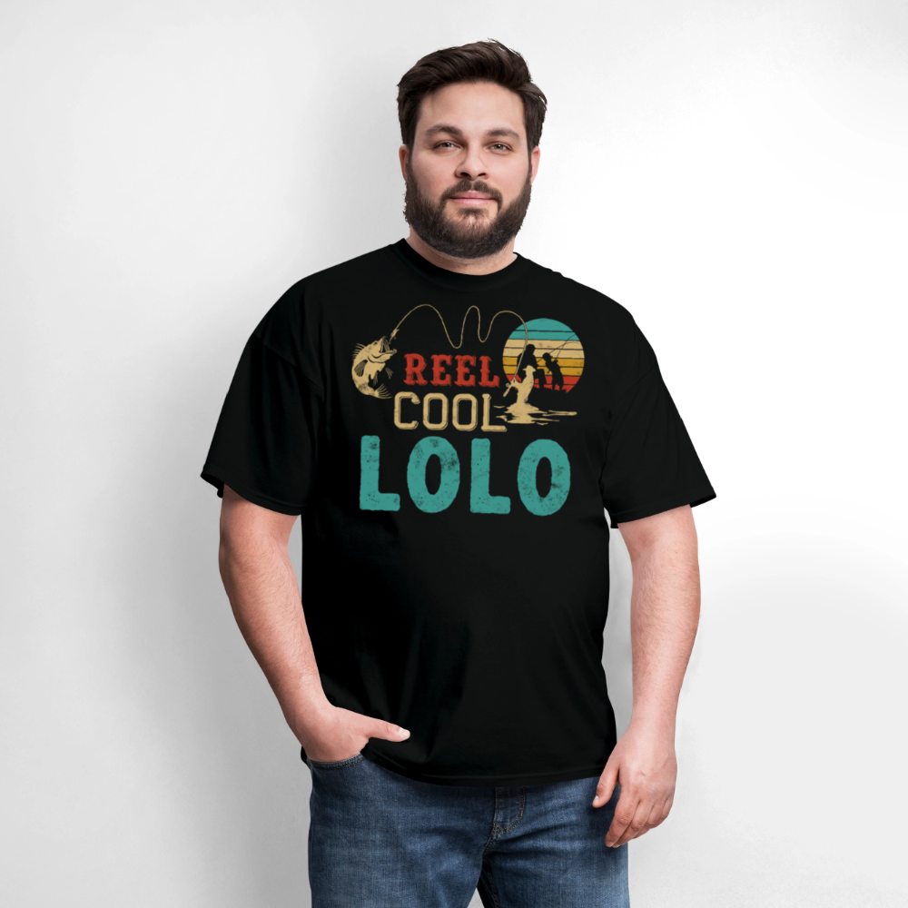 Reel Cool Lolo Retro Fishing Gifts For Grandpa T-shirt - black