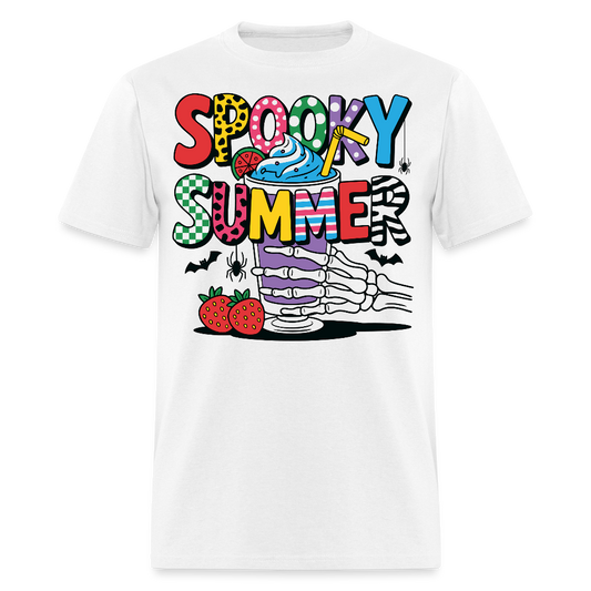 Retro Spooky Summer Funny Skeleton T-shirt - white
