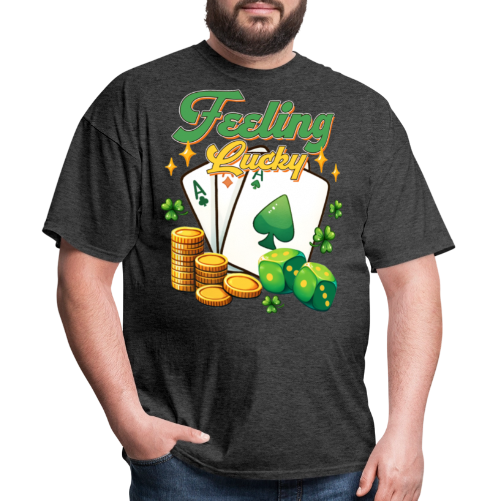 Feeling Lucky Poker Design Gamblers T-shirt - heather black