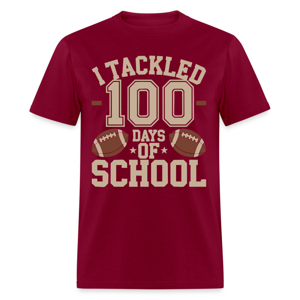 100 Days Of School Tee For Teachers Funny Football Themed School T-shirt - burgundy