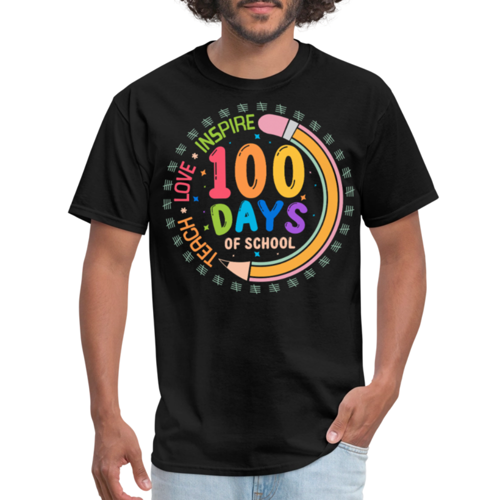 100th Days Of School Shirt For Teachers School Milestone Celebration T-shirt - black