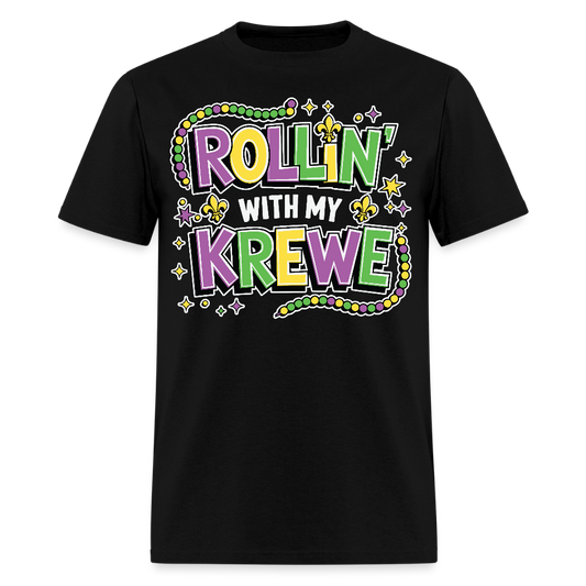 Mardi Gras Outfit Ideas Rollin’ With My Krewe Mardi Gras T-shirt - black