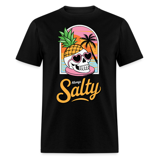 Always Salty Beach Retro Tropical Skull T-shirt - black