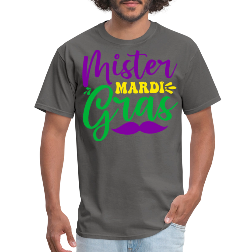 Men's Mardi Gras Graphic Tee Mister Mardi Gras Party T-Shirt - charcoal