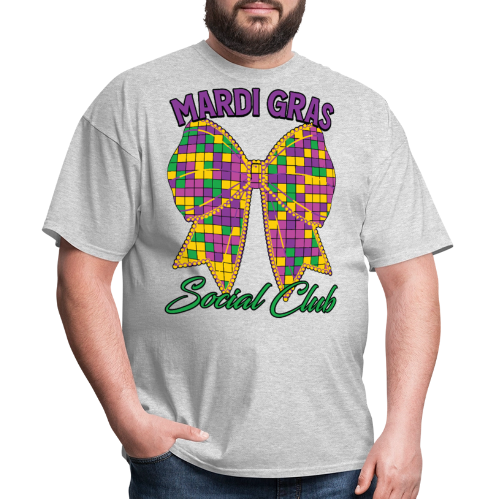 Mardi Gras Social Club Shirt For Women and Men Mardi Gras Bow T-shirt - heather gray