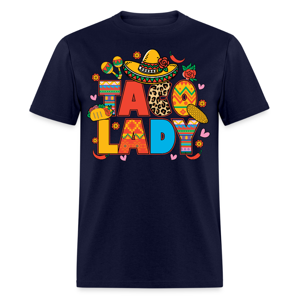 Funny Taco lover Shirt For Women Colorful Taco Lady T-shirt - navy