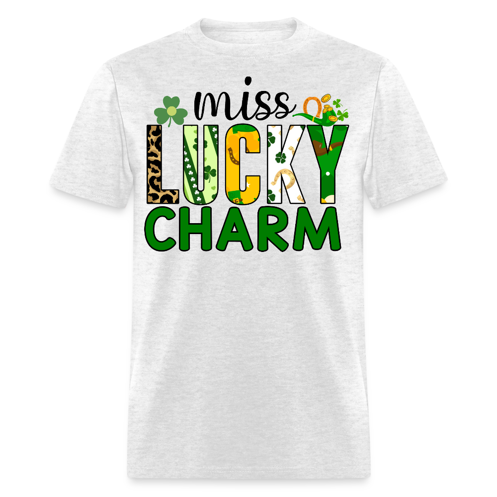 Miss Lucky Charm St Patrick’s Day T-shirt - light heather gray