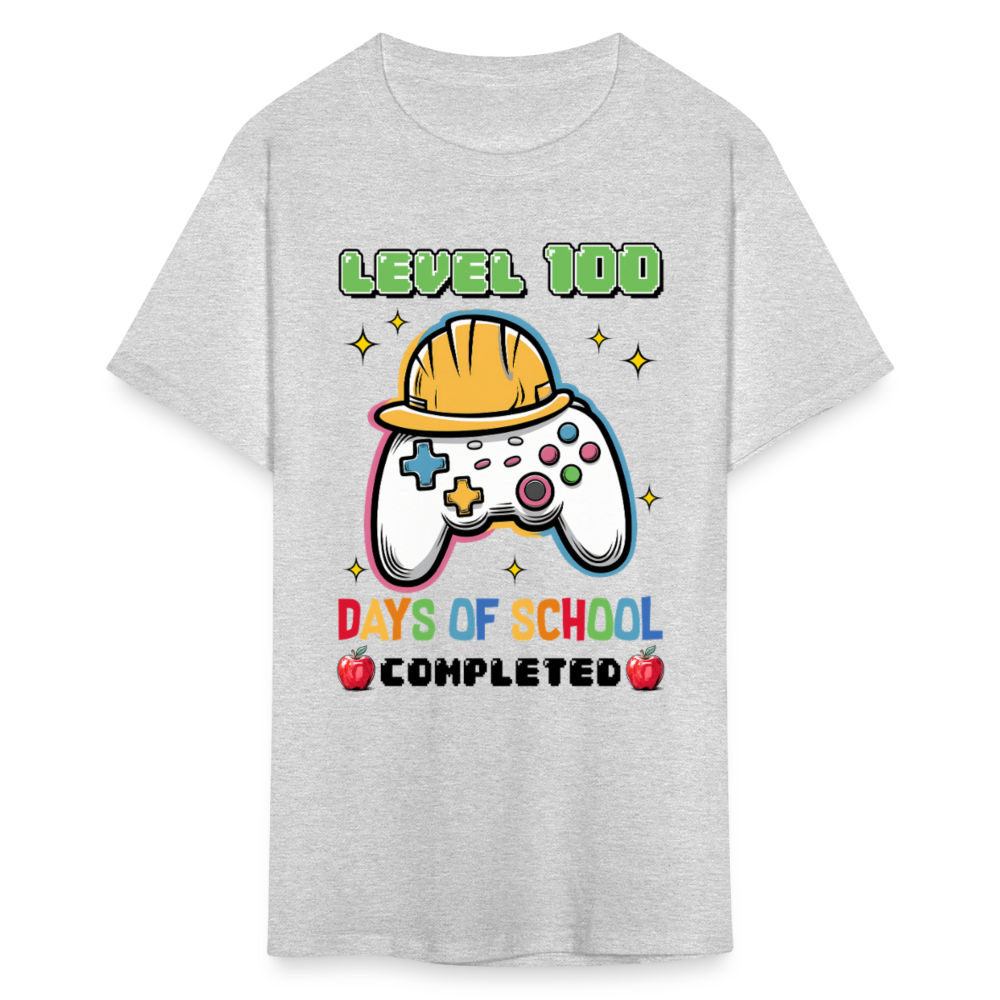 Level 100 Days Of School Gamer Shirt Level Up School Milestone T-shirt - heather gray