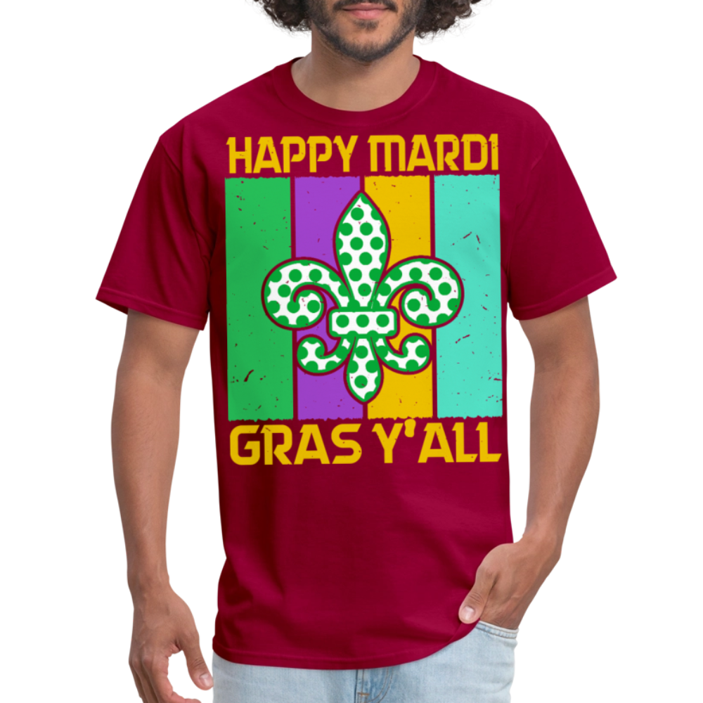 New Orleans Festival Tee Southern-style Mardi Gras Y’all T-shirt - dark red