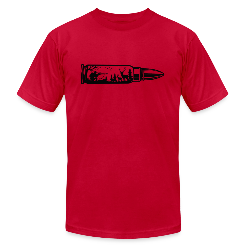 Deer Hunting Bullet T-Shirt | Bella + Canvas Unisex Tee - red