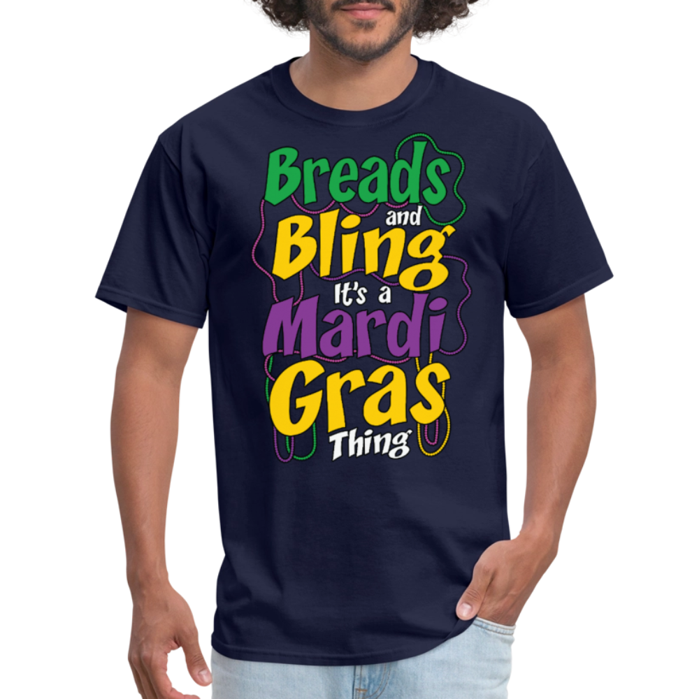 Beads And Bling Mardi Gras Colorful Festive T-shirt - navy